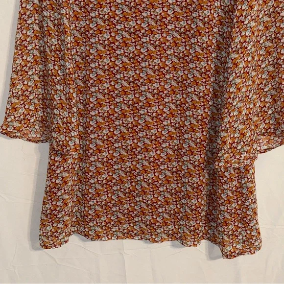 Doe & Rae Multicolored Floral Print Long Sleeve Mini Dress Size Medium - Picture 4 of 9